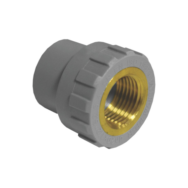 Муфта соединительная PPR внутренняя резьба D = 20 x 1/2" мм серая 