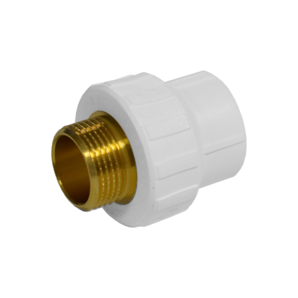 Муфта соединительная PPR наружная резьба D = 20 x 1/2" мм белая