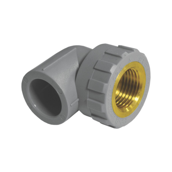 Колено PPR внутренняя резьба D = 20 x 1/2" мм серое 