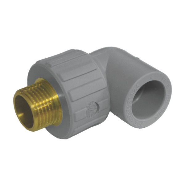 Колено PPR наружная резьба D = 25 x 3/4" мм серое 