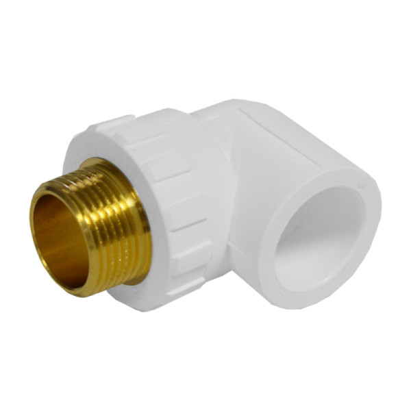 Колено PPR наружная резьба D = 20 x 1/2" мм белое