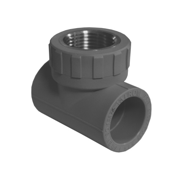 Тройник PPR внутренняя резьба D = 20 x 1/2" серый 