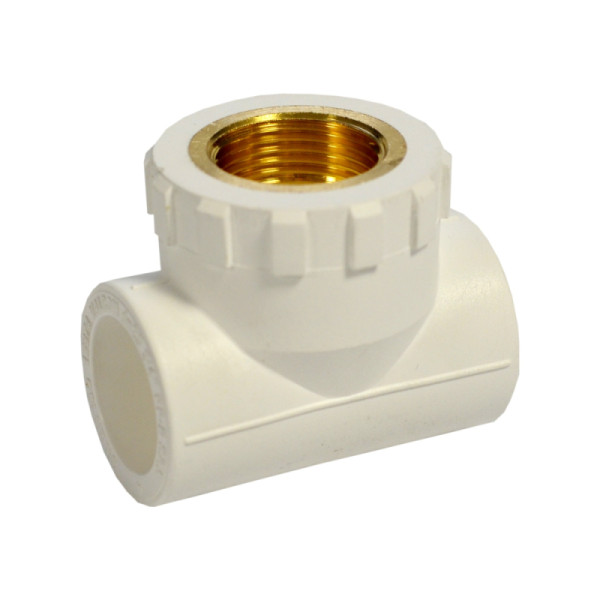 Тройник PPR внутренняя резьба D = 20 x 1/2" белый 
