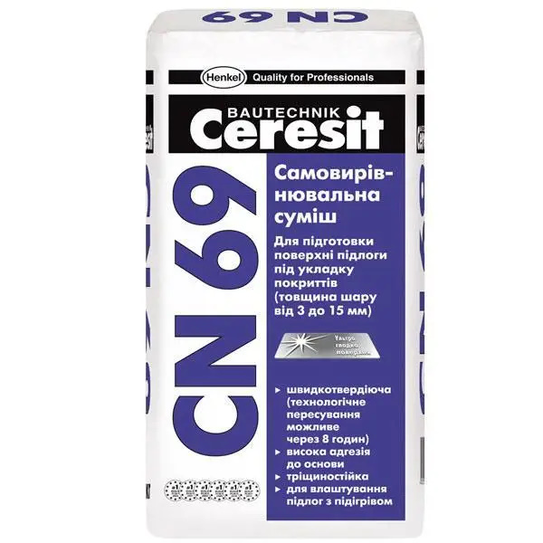 Самовыравнивающаяся смесь (3-15мм) Ceresit CN-69 (25кг) 