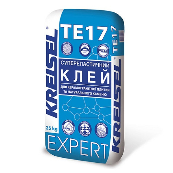 Супереластичный клей для керамогранитной плитки и камня Kreisel EXPERT TE17 25кг 
