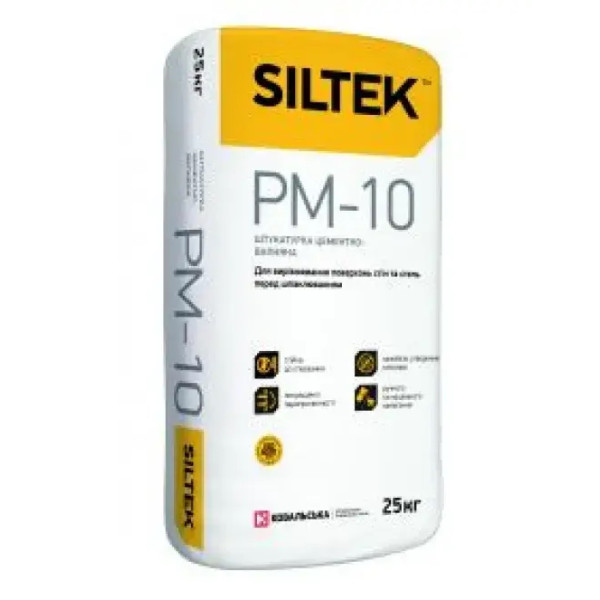 Штукатурка цементно-известковая (25 кг) SILTEK РМ-10 Grey 