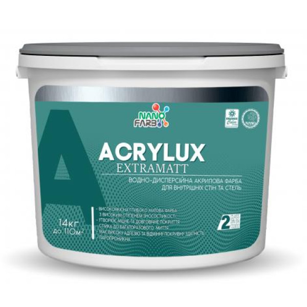 Интерьерная шелковисто-матовая латексная краска Acrylux Nanofarb 14 кг