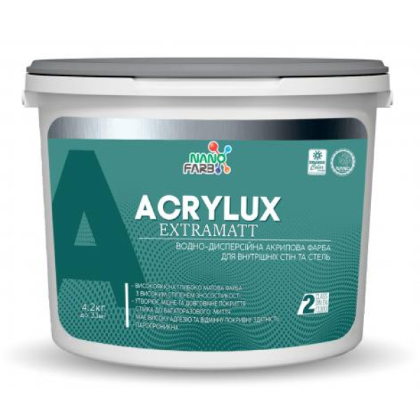 Интерьерная шелковисто-матовая латексная краска Acrylux Nanofarb 4.2 кг 