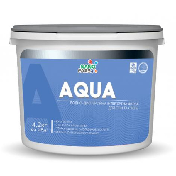 Інтер'єрна акрилова фарба миюча Aqua Nano farb 4.2 кг