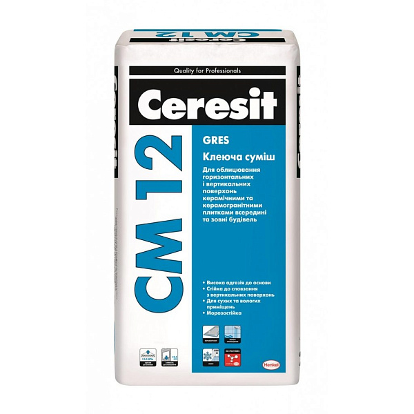 Клей для напольных плит, керамогранита Ceresit СМ-12 (25кг)  