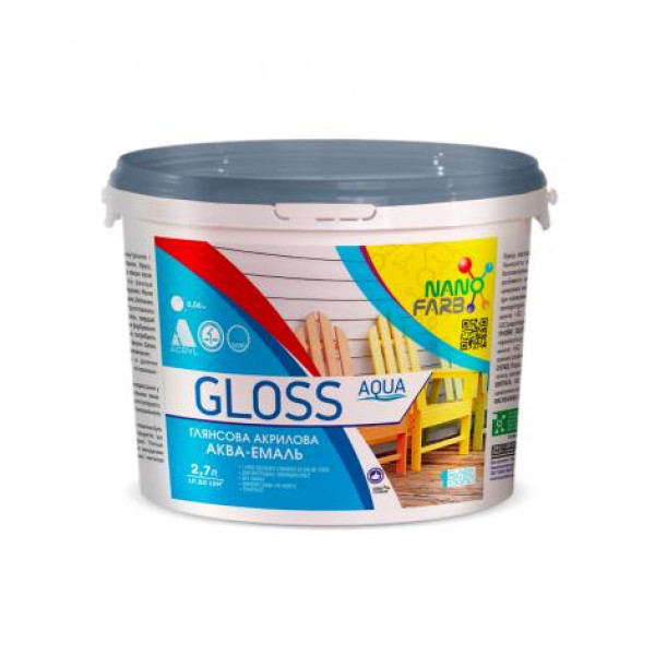 Эмаль универсальная Gloss Aqua Nanofarb 2.7 л
