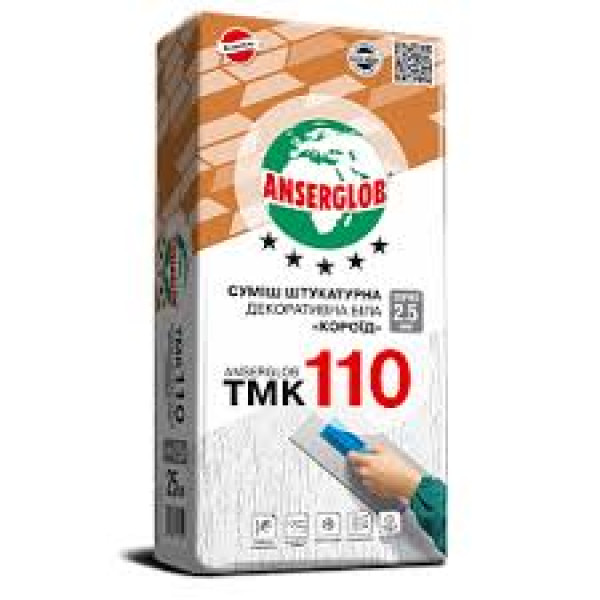 Смесь штукатурная декоративная белая «короед» ANSERGLOB ТМК 110 (2 мм), 25кг 