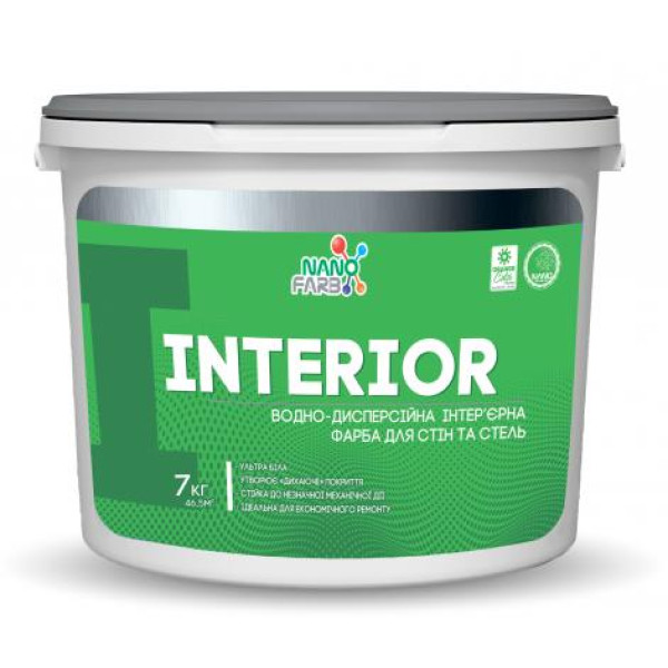 Интерьерная акриловая краска сухое стирание Interior Nanofarb 7 кг 