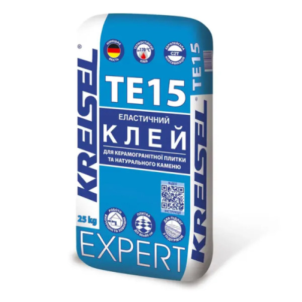 Еластичний клей для керамогранітної плитки та каменю Kreisel EXPERT TE15 25кг 