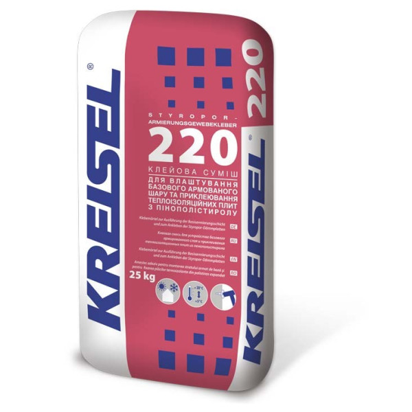 Клей для пенополистирольных плит Кreisel 220 STYRLEP (25кг) 