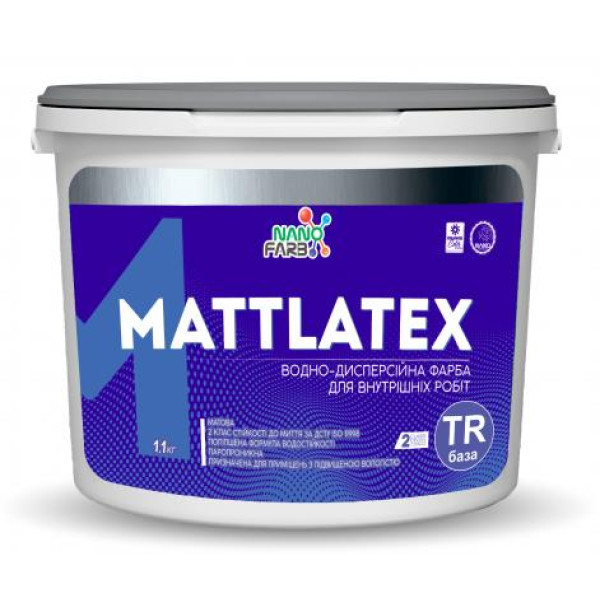 Интерьерная акриловая латексная краска моющая база TR Mattlatex Nanofarb 1.1 кг