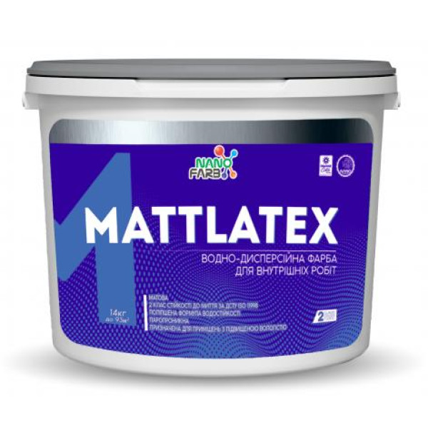 Интерьерная акриловая латексная краска моющая Mattlatex Nanofarb 14 кг